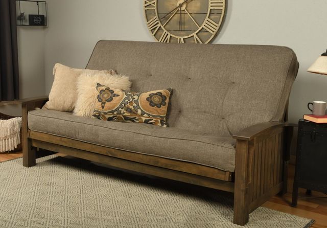 Kodiak Furniture Washington Linen Stone/Rustic Walnut Queen Futon with Mattress-3