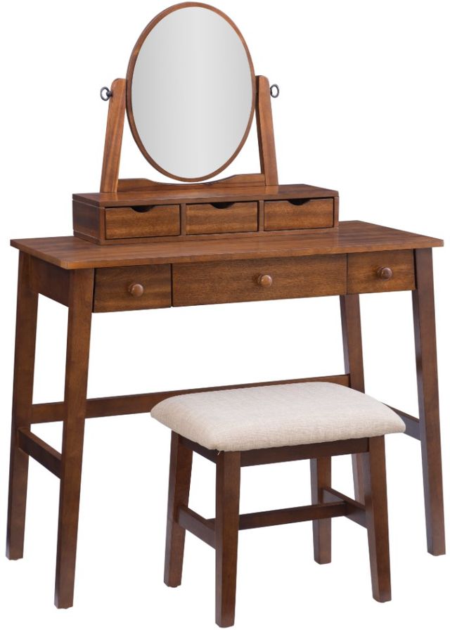 Linon Emery 3-Piece Walnut Vanity Set-0