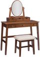 Linon Emery 3-Piece Walnut Vanity Set-2