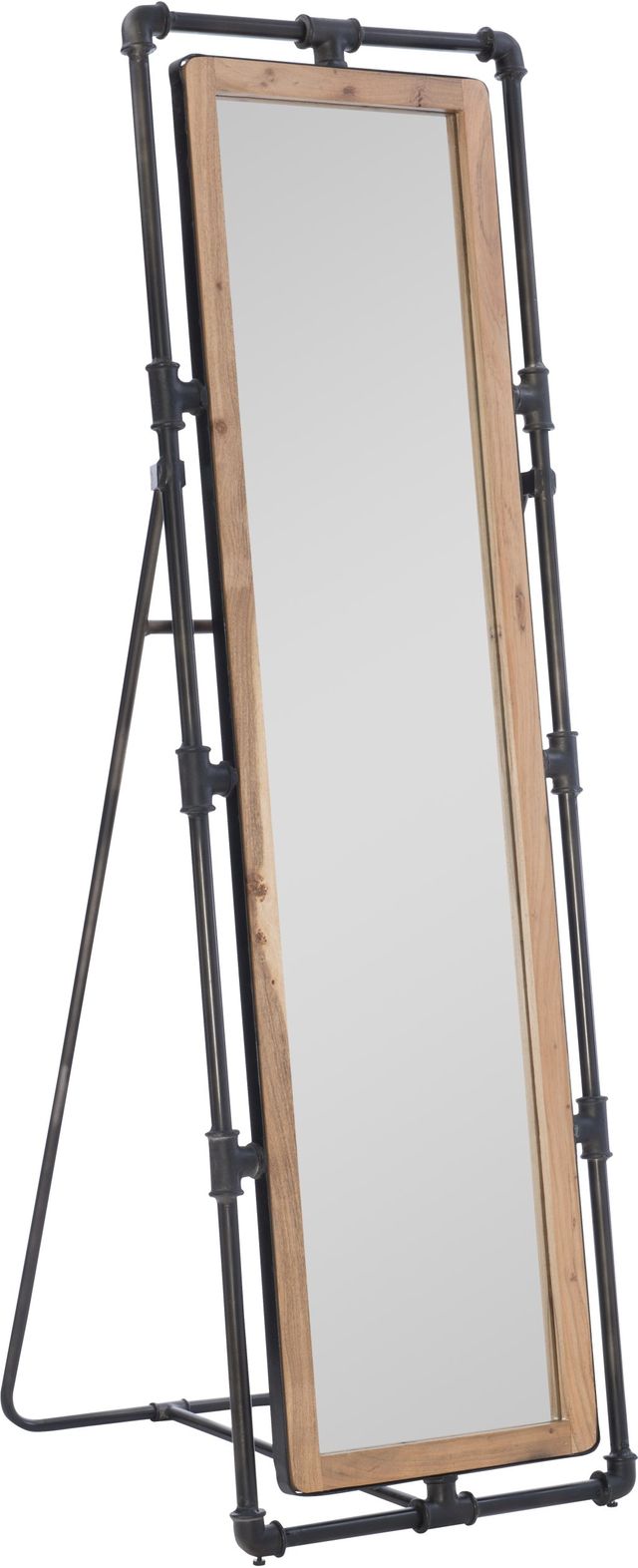 Powell® Gunther Natural Gun Metal Pipe Cheval Mirror-2