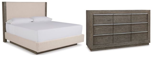 Benchcraft® Anibecca 2-Piece Weathered Gray King Panel Bed Set-0