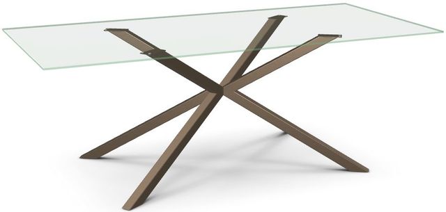 Amisco Customizable Asterisk Glass Top 39.5" Rectangular Table with Metal Stand-0