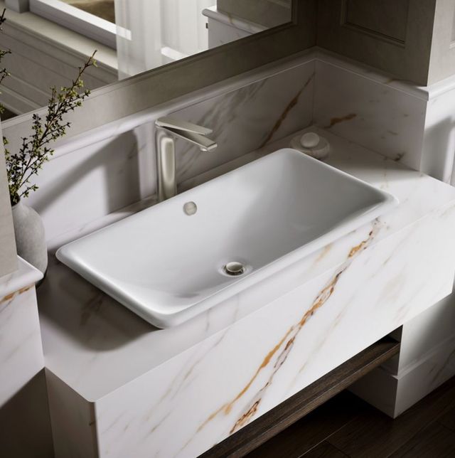 Kohler Iron Plains® White 30" Rectangular Drop-In/Undermount/Vessel Bathroom Sink with White Painted Underside-2
