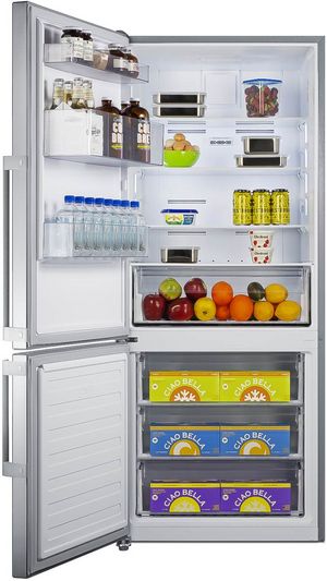 Summit 28 in. 14.0 Cu. Ft. Stainless Steel Counter Depth Bottom Freezer Refrigerator