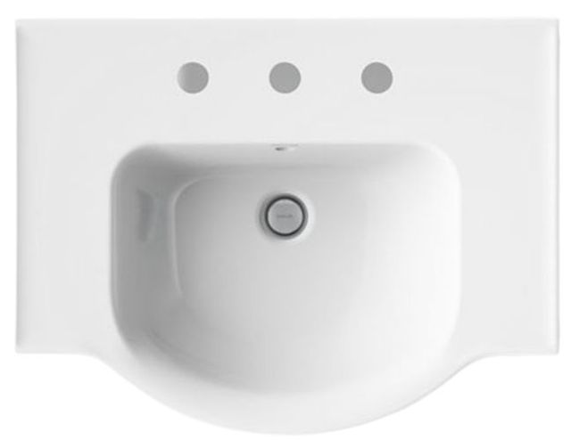 Kohler Veer® White 24" Widespread Square Pedestal Bathroom Sink-1