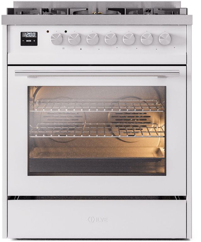 Ilve® Professional Plus II Series 30" White Pro Style Dual Fuel Range-3