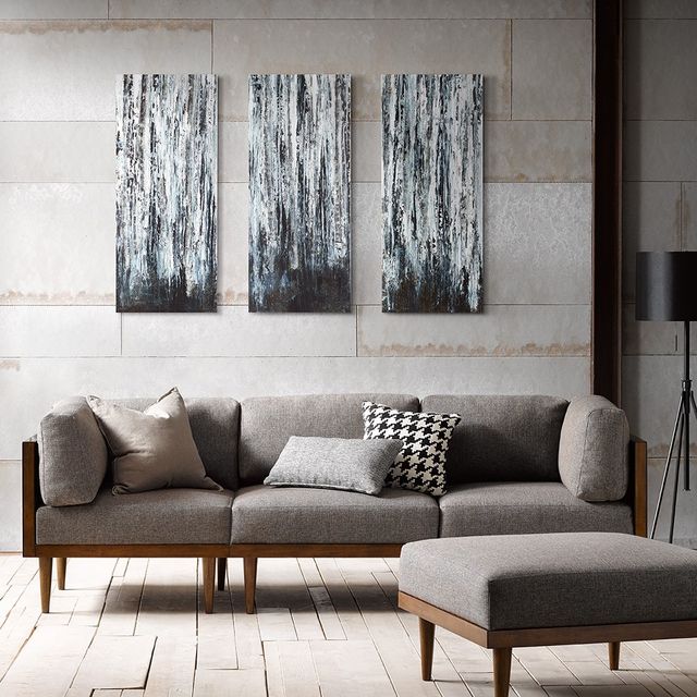 Olliix by Madison Park Birch Forest 3 Piece Black Printed Canvas with Gel Coat Set-2