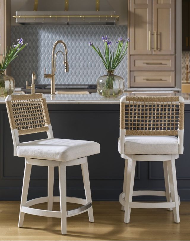 Universal Explore Home™ Oasis White Shoreline Swivel Counter Stool-1