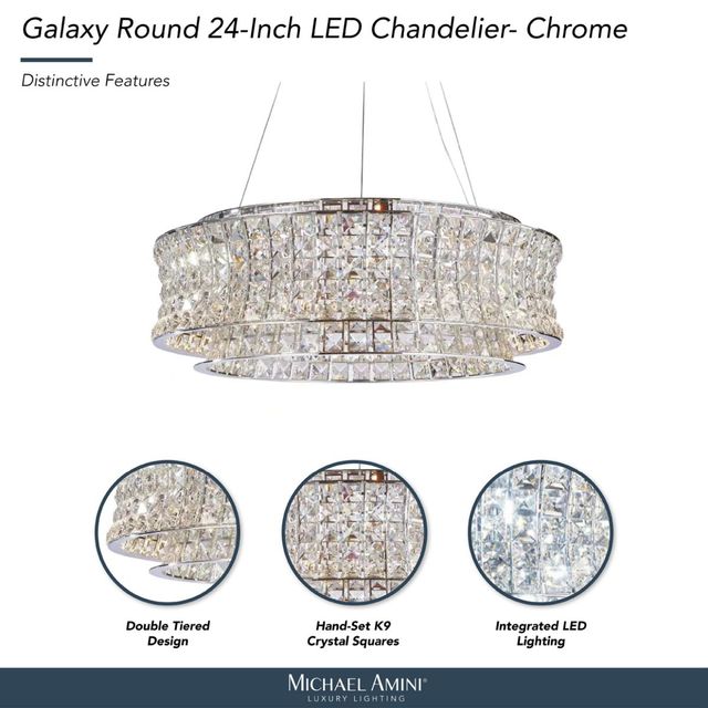Michael Amini® Galaxy Chrome Round 24-Light LED Chandelier-3