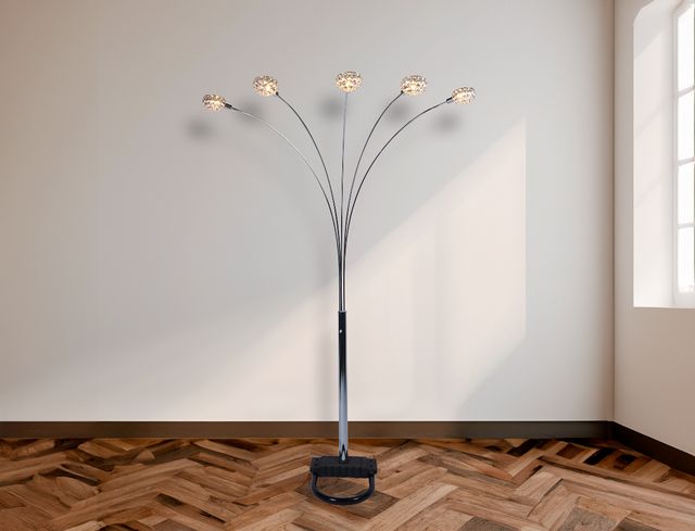Crown Mark Half Moon Black/Chrome Floor Lamp-2