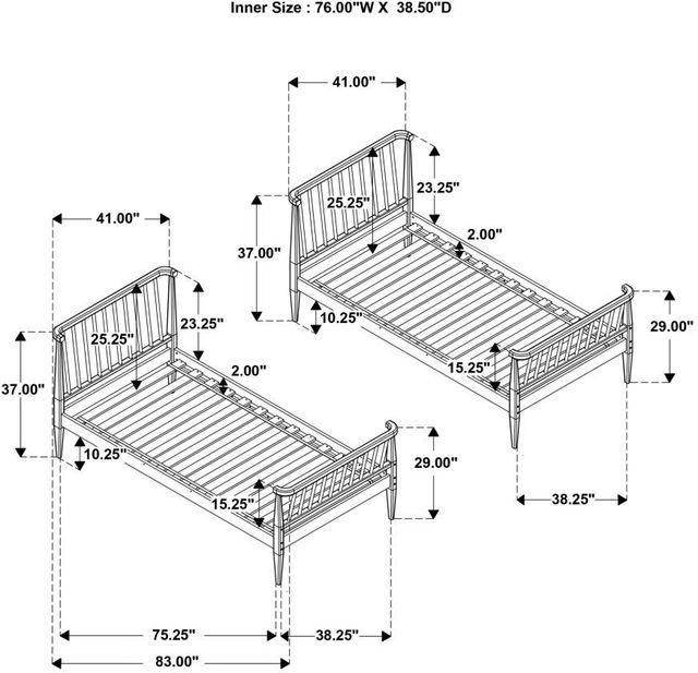 Coaster® Abram Black Youth Twin Over Twin Bunk Bed with Ladder-3