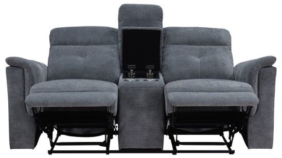 Mazin Furniture Ellesmere Grey Manual Reclining Loveseat with Center Console-2