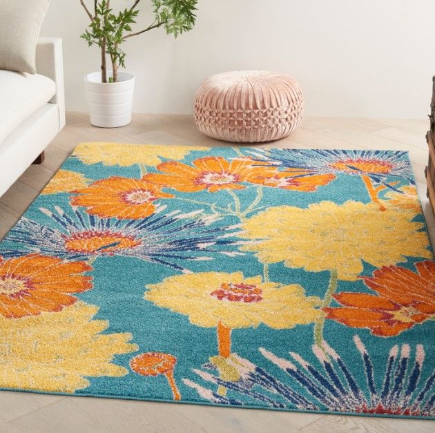 Nourison Home™ Allur Turquoise 5'x7' Style 1 Area Rug-1