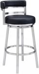 Armen Living Madrid Black/Brushed Stainless Steel Bar Stool-0