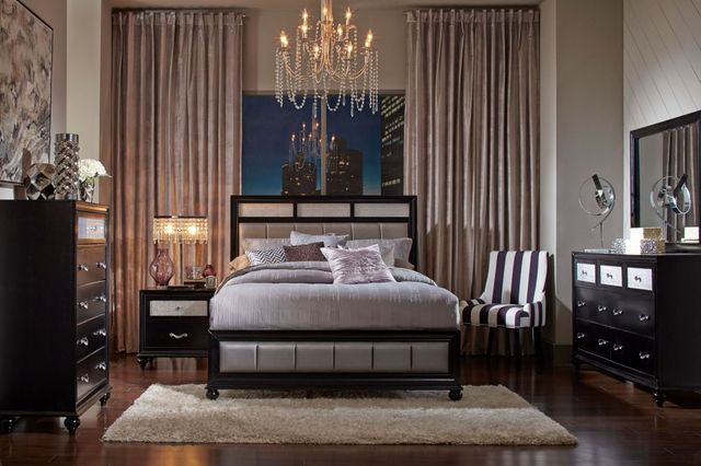 Coaster® Barzini Black/Grey Queen Upholstered Bed-2