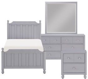 Mazin Furniture Wellsummer 4 Piece Gray Twin Bedroom Set
