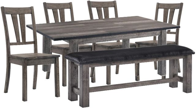 Elements International Nathan 6-Piece Black/Gray Oak Dining Set-0