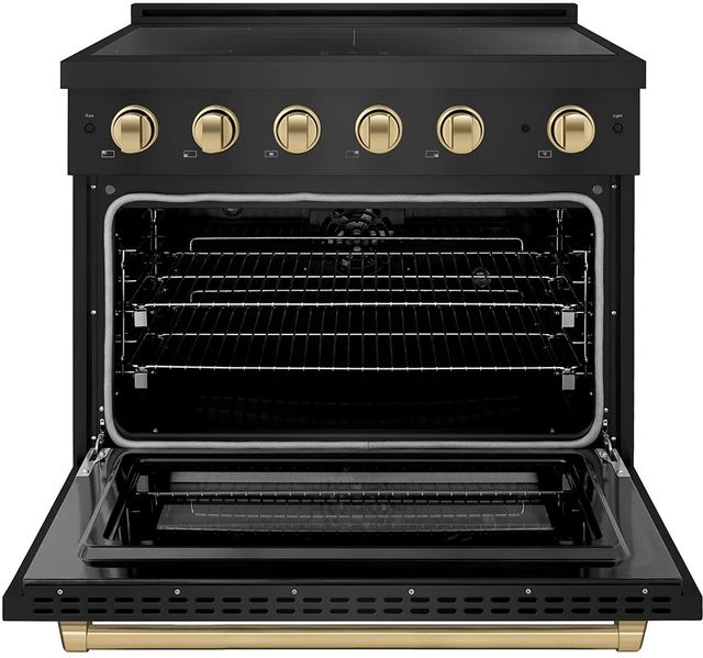 ZLINE Autograph Edition Paramount 36" Black Stainless Steel Pro Style Induction Range with Champagne Bronze Accents-1