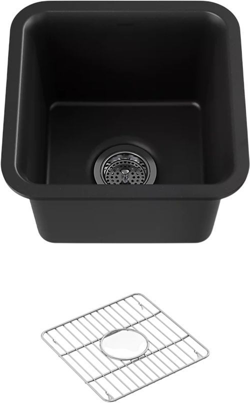 KOHLER® Cairn® Matte Black 16" Undermount Bar Sink-0