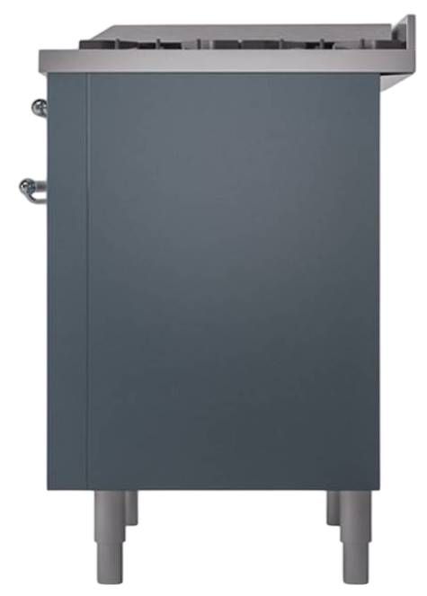Ilve® Nostalgie II Noblesse 36'' Blue Gray Pro Style Dual Fuel Range with Chrome Trim-3