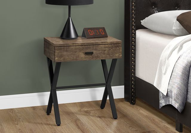 Monarch Specialties Inc. Brown 24"H Reclaimed Wood Accent Table with Black Metal Base-2