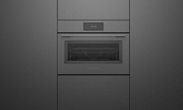 Fisher & Paykel Series 9 24” Gray Glass Minimal Compact Convection Electric Speed Oven-3