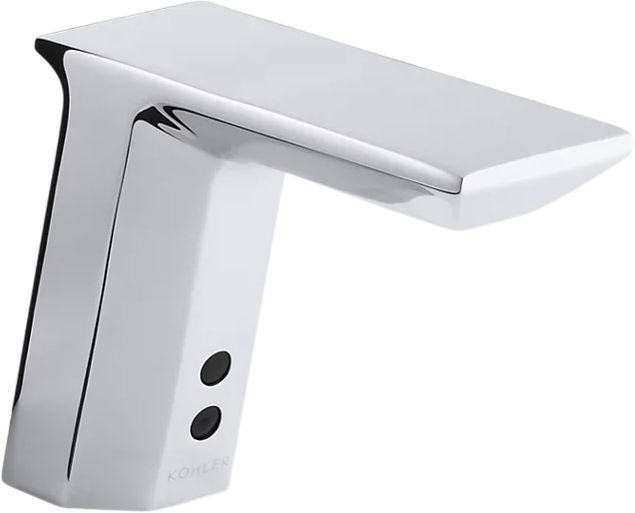KOHLER® Geometric Polished Chrome Touchless Single-Hole Lavatory Faucet with Insight™ Sensor Technology, DC-Powered-0