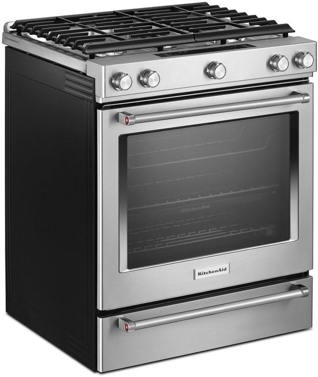 KitchenAid® 30" Stainless Steel Slide In Gas Range-2