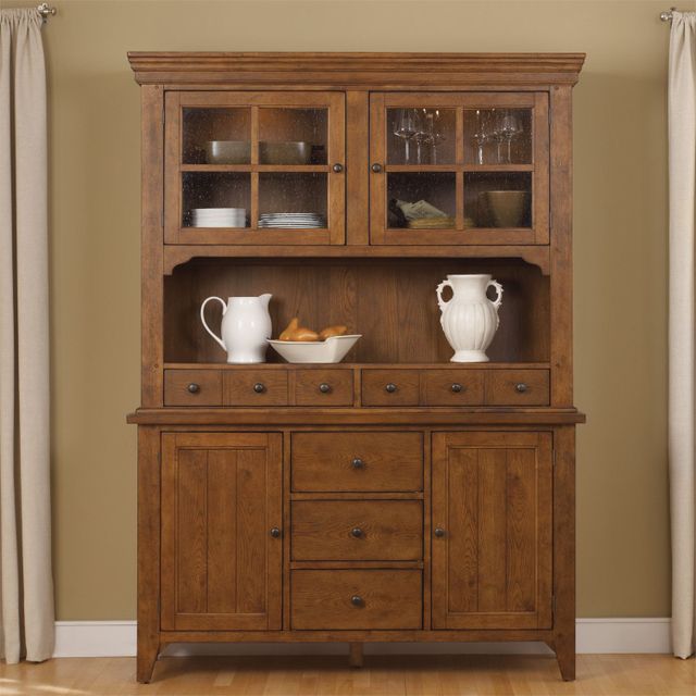 Liberty Furniture Hearthstone Rustic Oak Hutch and Buffet-7
