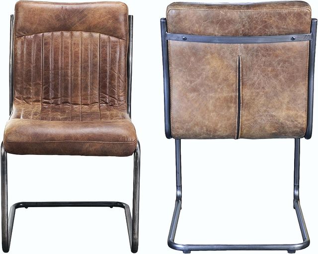 Moe's Home Collection Ansel 2-Piece Brown Leather Dining Chair Set-2