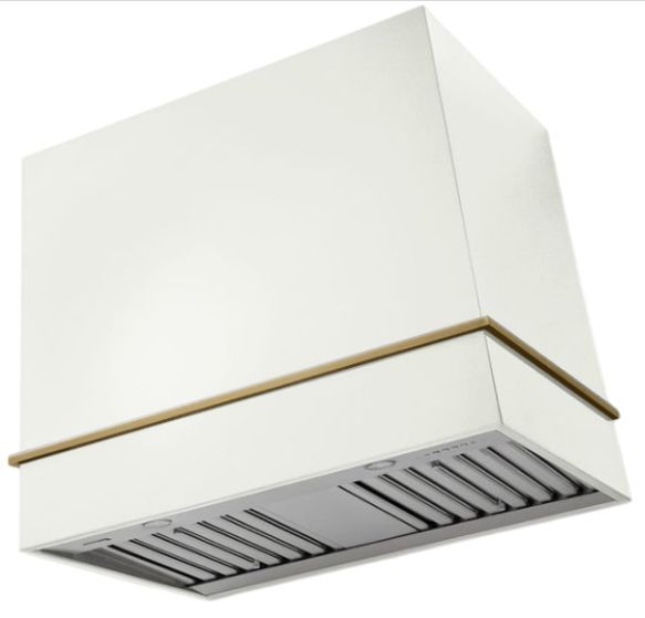 AGA Loge 36" White Wall Mounted Range Hood with Antique Brass Trim-0