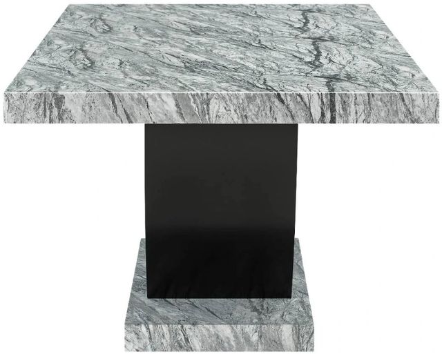 New Classic® Home Furnishings Lyra Gray Dining Table with Black Pedestal Base-3