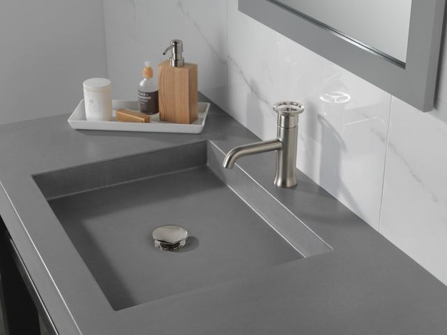 Delta Trinsic® Stainless 7" Single Handle Wheel Bathroom Faucet with Drain-2