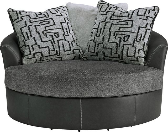 Benchcraft® Brixley Graphite Oversized Swivel Accent Chair-1