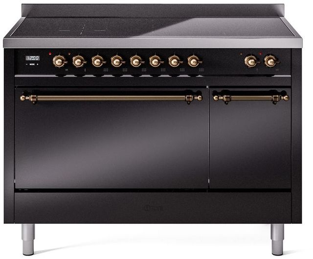 Ilve® Nostalgie II Series 48" Glossy Black Pro Style Induction Range-0