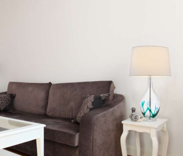 Cal® Lighting & Accessories Harlan Clear/Turquoise/White Table Lamp-1