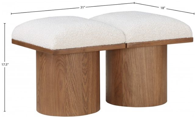 Meridian Furniture Pavilion 2-Piece Cream/Walnut 31" Modular Bench Set-4