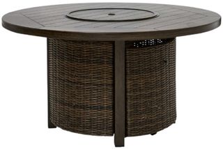 Signature Design by Ashley® Drakes Beach Dark Brown Aluminum/Wicker Outdoor Fire Pit Table