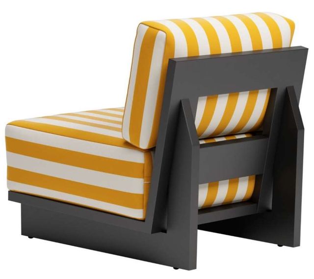 Zuo® Modern Shoreline Black/White/Yellow Aluminum Fabric Outdoor Accent Chair-4