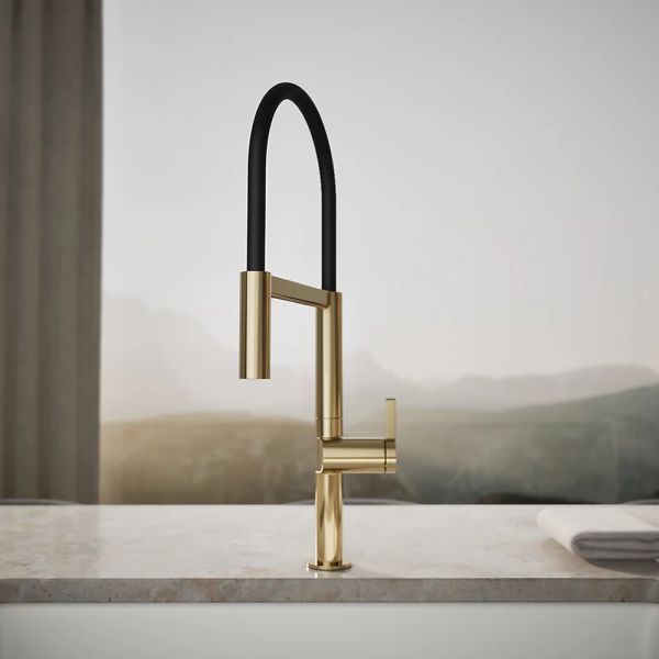 KOHLER® Components® Vibrant French Gold Semi-Professional Kitchen Sink Faucet with 2-Function Sprayhead-3