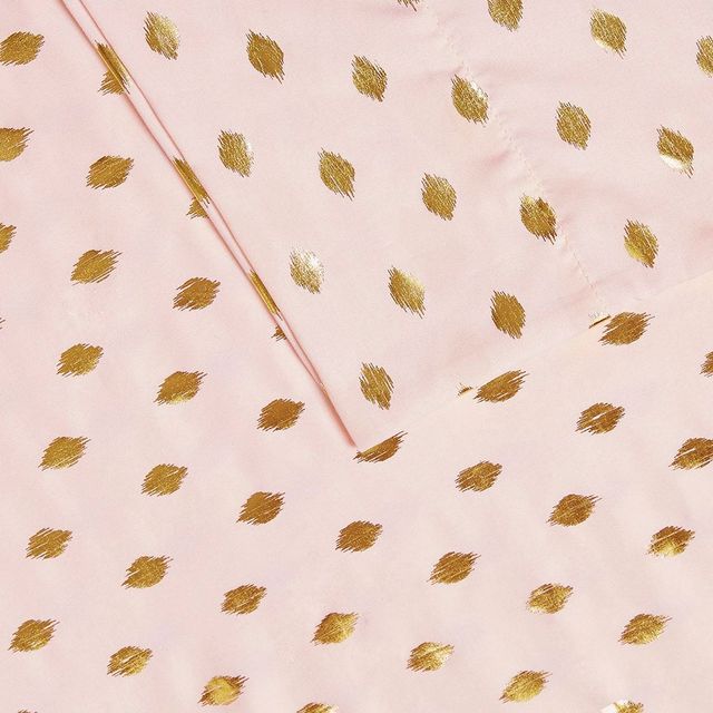 Olliix by Intelligent Design Blush/Gold Twin Metallic Dot Printed Sheet Set-2