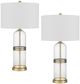 Cal® Lighting & Accessories Bullet Shaped 2-Piece Antique Brass Table Lamp Set-0