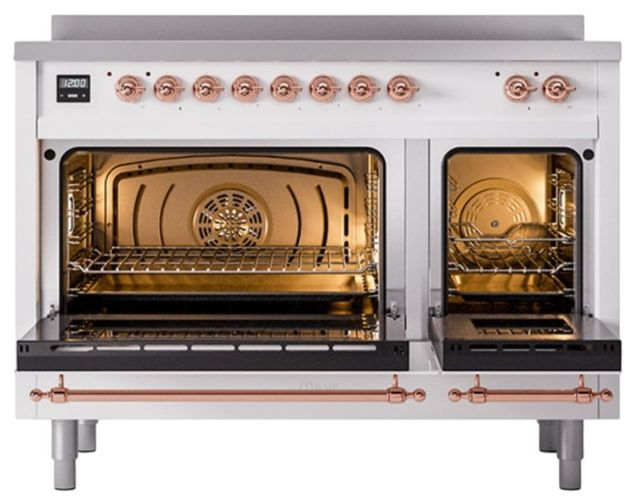 Ilve® Nostalgie II Noblesse 48'' Custom RAL Color Pro Style Induction Range with Copper Trim-1