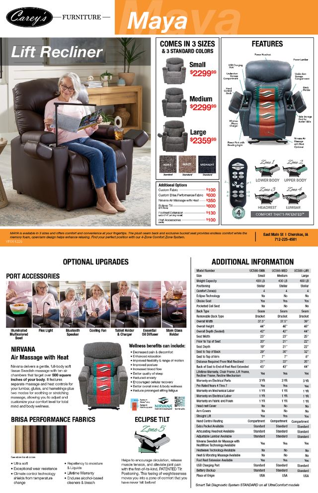 UltraComfort™ Maya Maize Medium Extra Wide Power Lift Recliner-4