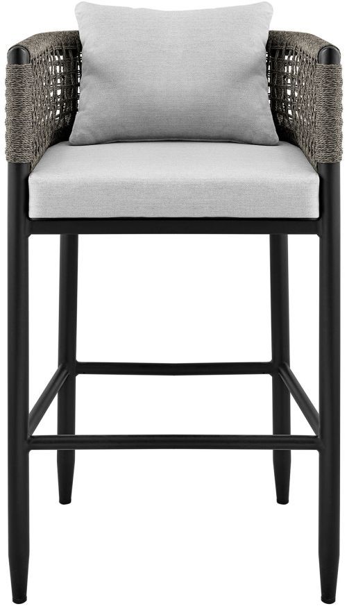 Armen Living Alegria Black/Gray Aluminum/Fabric/Rope Outdoor Counter Stool-3