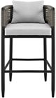 Armen Living Alegria Black/Gray Aluminum/Fabric/Rope Outdoor Counter Stool-3