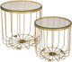 A & B Home Carinae 2-Piece Glass Top Round Accent Table Set with Gold Base -0
