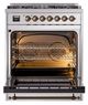 Ilve® Nostalgie II Noblesse 30" Stainless Steel Pro Style Dual Fuel Range with Burnished Trim-2