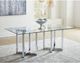 Modus Furniture Amalfi Glass Top Rectangular Dining Table with Double Pedestal Chrome Base-1