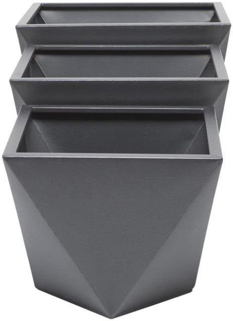 Deco Marche CosmoLiving by Cosmopolitan 3-Piece Gray Indoor Outdoor Planter-1